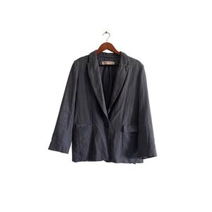 Free People Linen Blend Boyfriend Blazer Gray Button Front Women's Size S